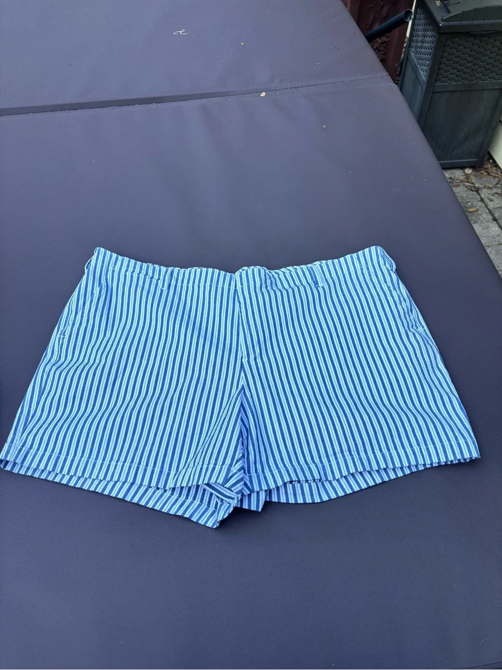 Lands' End 24w‎ plus size Blue and White Striped High Waist Women's Shorts
